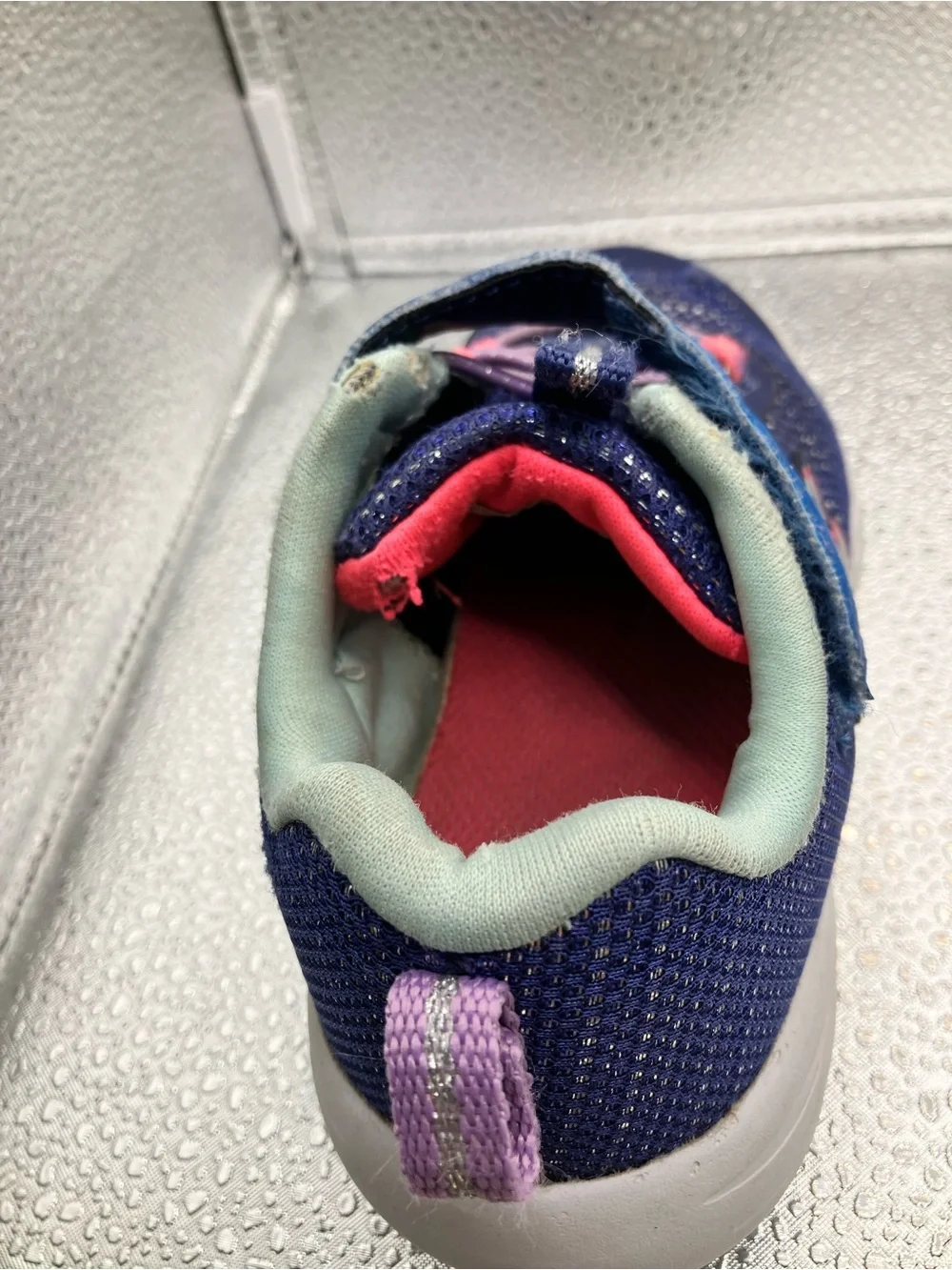 Skechers Girls Navy Blue Pink Accent Light-Up Sneakers